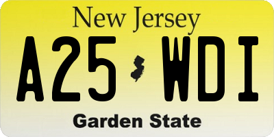 NJ license plate A25WDI
