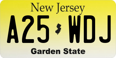 NJ license plate A25WDJ