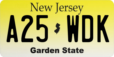 NJ license plate A25WDK