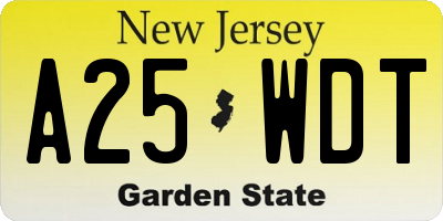 NJ license plate A25WDT