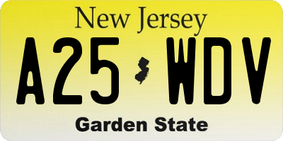 NJ license plate A25WDV