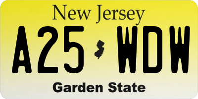 NJ license plate A25WDW
