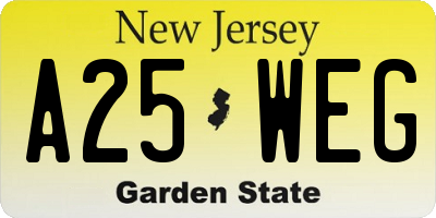 NJ license plate A25WEG
