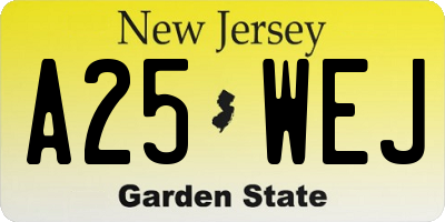 NJ license plate A25WEJ