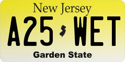 NJ license plate A25WET