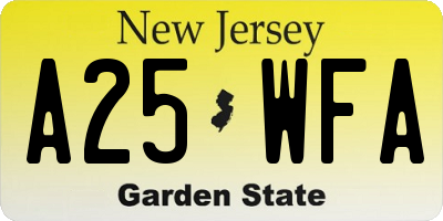 NJ license plate A25WFA