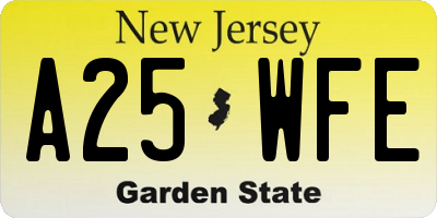NJ license plate A25WFE