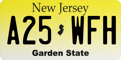 NJ license plate A25WFH