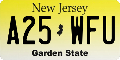 NJ license plate A25WFU