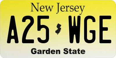 NJ license plate A25WGE