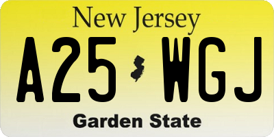 NJ license plate A25WGJ