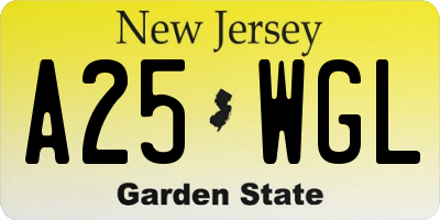NJ license plate A25WGL