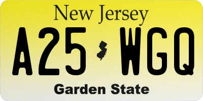 NJ license plate A25WGQ