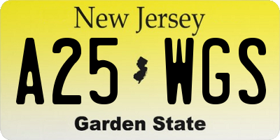 NJ license plate A25WGS