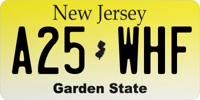 NJ license plate A25WHF