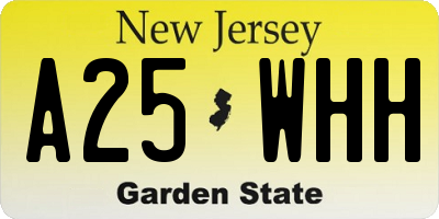 NJ license plate A25WHH