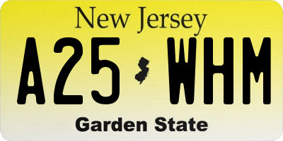 NJ license plate A25WHM