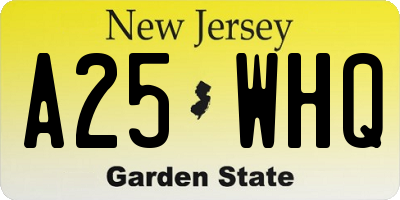 NJ license plate A25WHQ