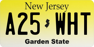 NJ license plate A25WHT