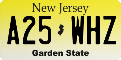 NJ license plate A25WHZ