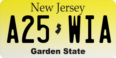 NJ license plate A25WIA