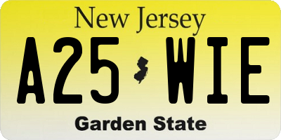 NJ license plate A25WIE