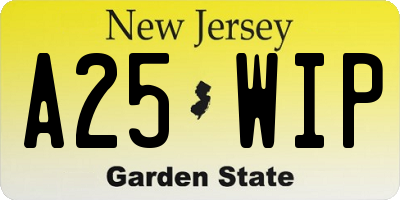 NJ license plate A25WIP