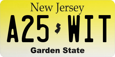 NJ license plate A25WIT