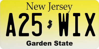 NJ license plate A25WIX