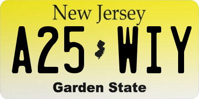 NJ license plate A25WIY