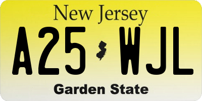 NJ license plate A25WJL