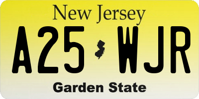 NJ license plate A25WJR