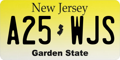 NJ license plate A25WJS
