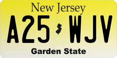 NJ license plate A25WJV
