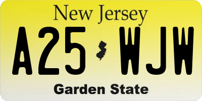 NJ license plate A25WJW