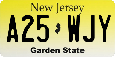NJ license plate A25WJY