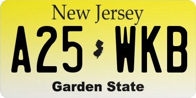 NJ license plate A25WKB
