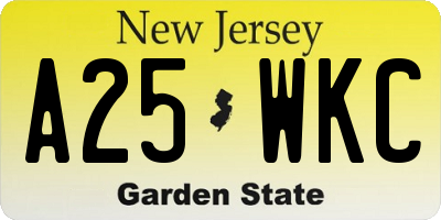 NJ license plate A25WKC