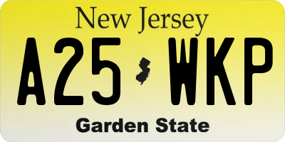NJ license plate A25WKP