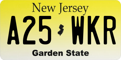 NJ license plate A25WKR