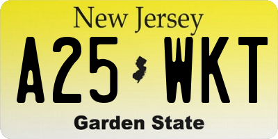 NJ license plate A25WKT