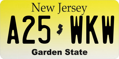 NJ license plate A25WKW
