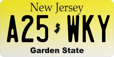 NJ license plate A25WKY