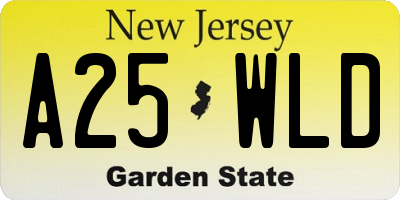 NJ license plate A25WLD