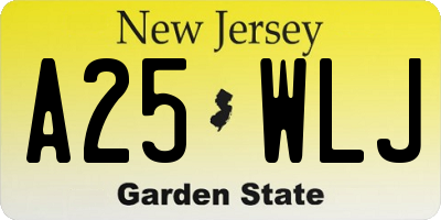 NJ license plate A25WLJ