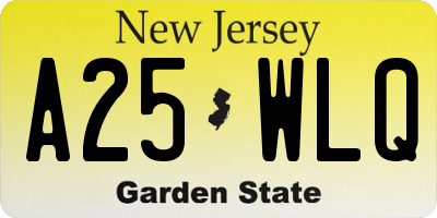 NJ license plate A25WLQ