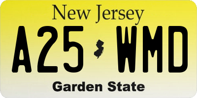 NJ license plate A25WMD