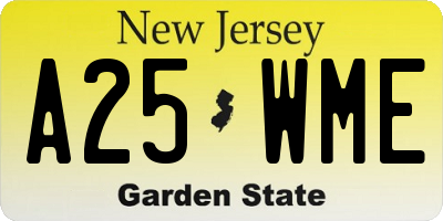 NJ license plate A25WME