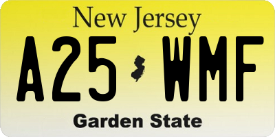 NJ license plate A25WMF