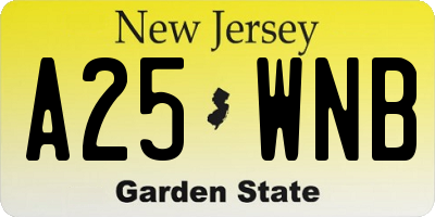 NJ license plate A25WNB